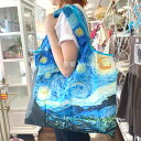 ★倉庫移転の為、在庫処分SALE！★ 【ポスト投函便】 名画柄 大人 可愛い エコバッグ 折りたたみ 大きめ 防水素材 軽量 洗える ゴッホ 買い物バッグ 大容量 買い物袋 コンパクト 収納 水や汚れにも強い おしゃれ プレゼント 女性 レジ袋 敬老の日 景品