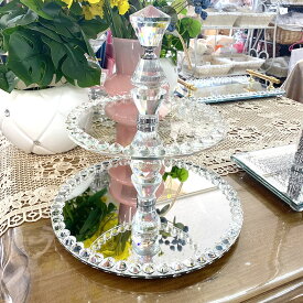 ★倉庫移転の為、総売り尽くしセール！★ ミラー 2段トレイ ミラートレイ 鏡トレイ アクセ 整理 整頓 デスクまわり 誕生日プレゼント 可愛い ジュエリー収納 アクセサリー 母の日 アクセサリートレイ ディスプレイトレー おしゃれ 誕生日 バースデー 什器