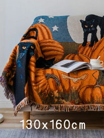 ★倉庫移転の為、総売り尽くしセール！★ 送料無料 130x160cm ひざ掛け ハロウィン 猫柄 リバーシブル ソファーカバー 北欧 ベッドカバー 布団カバー おしゃれ あったか マルチカバー 冷房対策 長方形 あったか 厚い 暖かい 寝具 おしゃれ かわいい 豪華 秋冬用