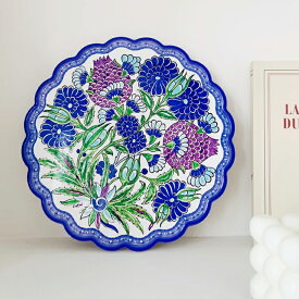 ★倉庫移転の為、総売り尽くしセール！★ 【ポスト投函便】 20cm セラミック 鍋敷き 陶器 花柄 FLOWER柄 おしゃれ なべしき 鍋しき 鍋布き 丸タイル パンマット かわいい 薔薇雑貨 キッチン 台所用品 使いやすい エスニック柄 キッチン雑貨 コルク ポットスタンド