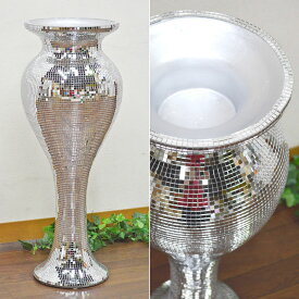 ★倉庫移転の為、総売り尽くしセール！★ キラキラ ミラーモザイク プランタースタンド 高さのあるお花飾り 花台 コロン コラムスタンド 玄関 エントランス 輸入雑貨 インテリア 置物 プランター クラシック おしゃれ 雑貨 輸入雑貨 輸入家具 ヨーロッパ 造花 ロココ