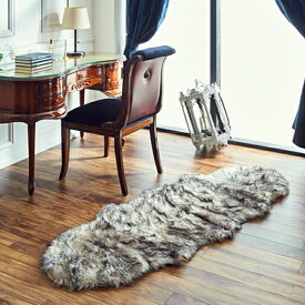 ★倉庫移転の為、総売り尽くしセール！★ 送料無料 60x180cm 毛足5cm 毛足長い ウルフ グレー フェイク ムートンラグ ファーラグ ふんわり ラグ カーペット ムートン フェイクファー マット ムートンラグ もこもこ ロング ファー ラグマット かわいい おしゃれ
