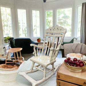 ★倉庫移転の為、総売り尽くしセール!★ 高級 マホガニー ロッキングチェア 木製 アンティーク 家具 クラシック アイボリー 輸入家具 レトロ おしゃれ 完成品 ヨーロピアン アームチェア