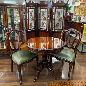 ★倉庫移転の為、総売り尽くしセール！★ 高級 アンティーク風 マホガニー 80cm 円卓テーブル 送料無料 ダイニングテーブル 食卓テーブル 2人掛け テーブル アンティーク調 食堂テーブル 木製 カフェ リビングテーブル おしゃれ 丸 円 円卓 2人掛け 2人用 円形 丸型 円型