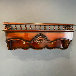 ★倉庫移転の為、総売り尽くしセール!★ アンティーク調 マホガニー ウォールラック フック3個付き送料無料 木製 収納 玄関収納 壁掛け インテリア おしゃれ 撮影小物 花台 壁飾り 家具 ラ