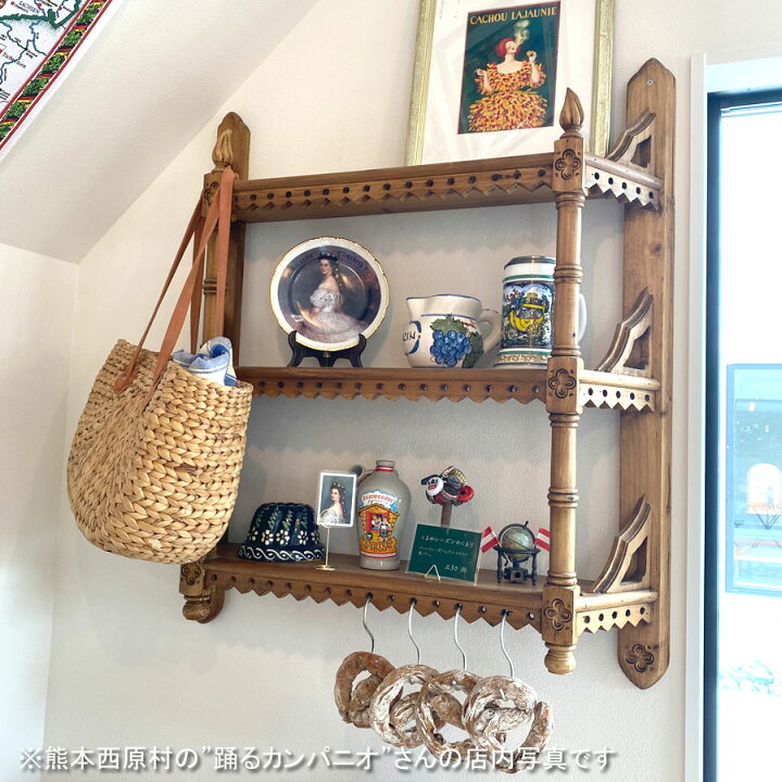 マホガニー ウォールラック 棚 壁掛け アンティーク ラック シェルフ  