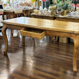 ★倉庫移転の為、総売り尽くしセール！★ フランス田舎家具 手作り家具 カントリー家具 180cm フレンチテーブル ダイニングテーブル 6人用 ディスプレイ台 4本脚 ヴィンテージ 食卓テーブル ウッドテーブル 天然木 机 長方形 木製 リビング カフェテーブル 作業台
