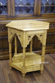 ★倉庫移転の為、総売り尽くしセール！★ フランス田舎家具風 カントリー風ナチュラル木材の ゴシック6角テーブル