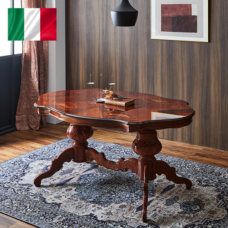 イタリア 象嵌 円形 テーブル-