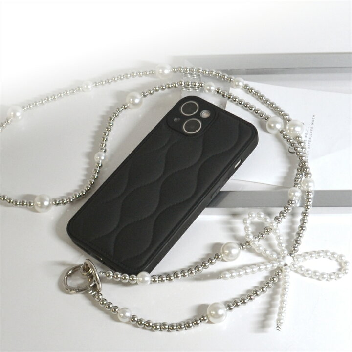 楽天市場】スマホ ショルダー パール リボン ストラップ 落下防止 斜 