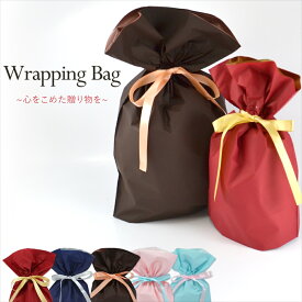 【当店商品と同時購入で送料無料】 ラッピング ギフト 袋 バッグ リボン付き ギフトラッピング 巾着 プレゼント 男性用 女性用 透けない 二重袋 ラッピング用袋 ラッピング袋 ラッピングバッグ ギフトバッグ 簡単ラッピング 底マチあり クリスマス 誕生日 ギフト 記念日