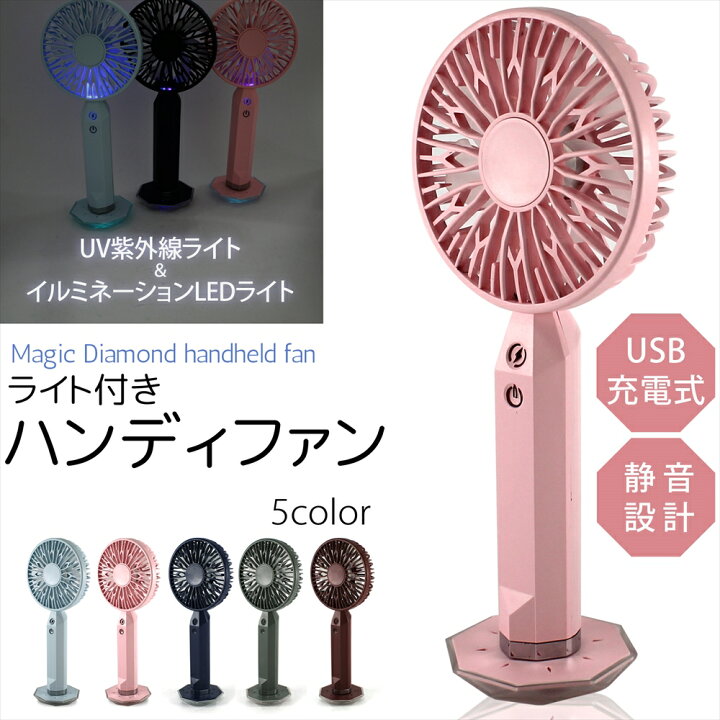 ミニクリアファン LEDライト付 LCAF002 | Life on Products(ライフオンプロダクツ) HomeLifairy USBデスクファン LEDライト付き 3段階速度ポータブルファン 5.3インチ 静音 冷却ミニパーソナルファ