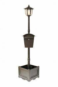 【メーカー直送】 TAN-961 谷村実業 四角いプランター付き街灯 ポスト付き LED(電球色) センサー付