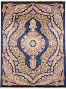 【メーカー直送】 カーペット ラグ マット 約2畳 224×160 ネイビー ペルシャ絨毯風 ウィルトン織 150万ノット ベルギー産 ペンハリガン 1206-N8 Globe ディーパス