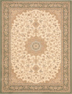 【メーカー直送】 カーペット ラグ マット 約2畳 160×230 グリーン ペルシャ絨毯風 ウィルトン織 ベルギー産 ルル 7280-6444 Globe ディーパス
