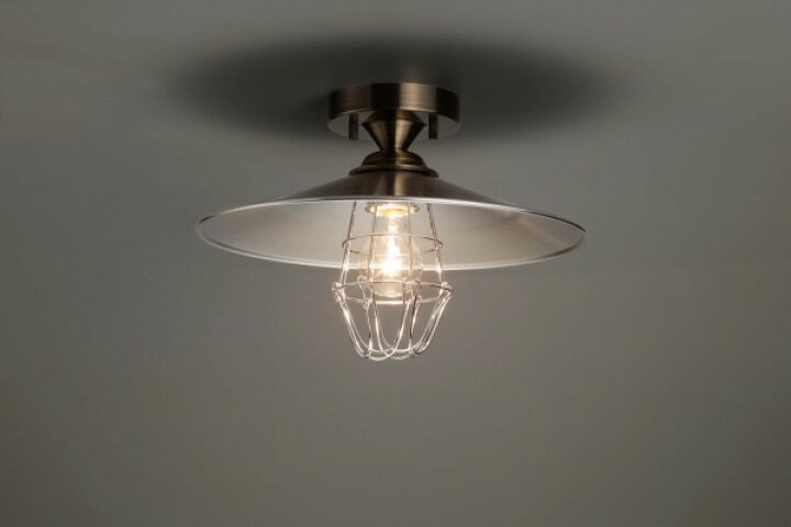 和風照明、レトロな照明で和の空間を演出。【後藤照明】 シーリングライト 〆付けガードアルミP1L・CL型 （真鍮ブロンズ鍍金 /  100Wクリヤー球付） | GLF-3490 （受注品） 後藤照明 シーリング GLF-3490 シルバー GLF-3490