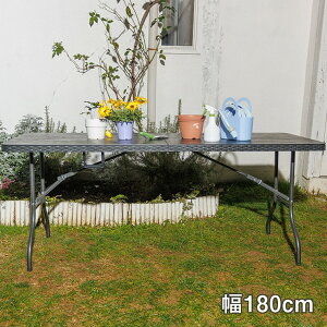 【メーカー直送】 木目調折り畳みテーブル 180cm 谷村実業 TAN-3006-180 折りたたみ 机 庭 屋外 アウトドア キャンプ バーベキュー BBQ ベランダ 屋内