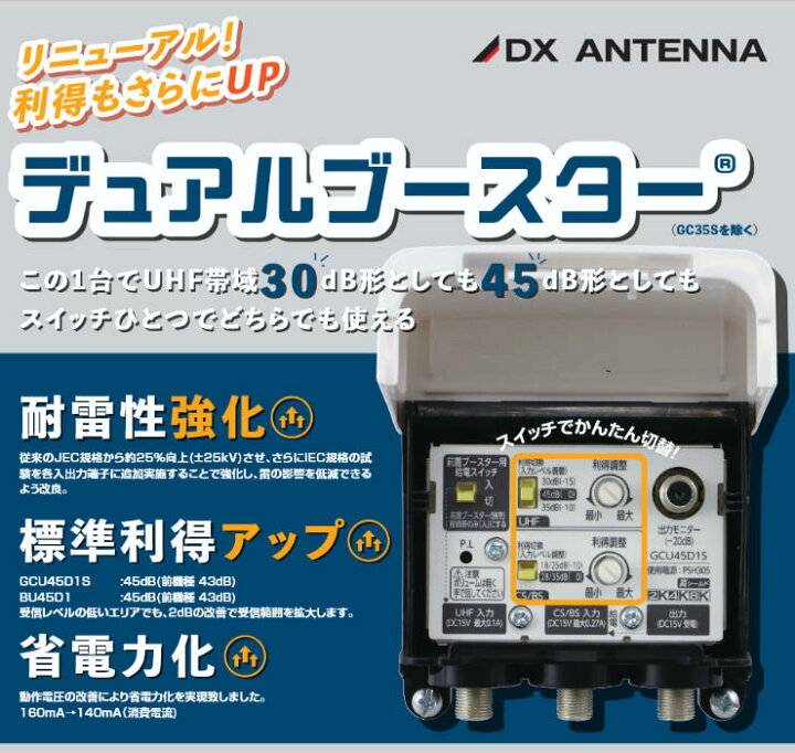 楽天市場】【在庫有 即納】 GCU45D1S DXアンテナ CS/BS-IF・UHF 