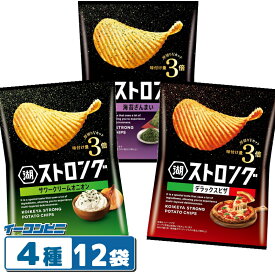 湖池屋 ストロング 53g 3種各4袋セット （計12袋） 海苔ざんまい／デラックスピザ／サワークリームオニオン ポテトチップス ギザギザ
