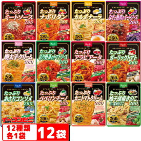 ハチ食品 たっぷりパスタソース 200g〜285g 12種類 各1袋セット（計12袋） レトルト 大盛 詰め合わせ