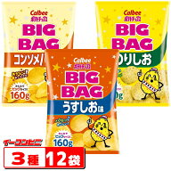 カルビー ポテトチップス BIGBAG(ビッグバッグ) 160g 3種各4袋セット(計12袋) うすしお・のりしお・コン…