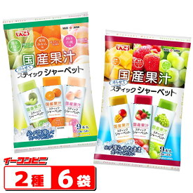 しんこう 国産果汁スティックシャーベット 9本入 6種類の味が楽しめる 2種各3袋ずつ 計6袋 詰め合わせ （スティック54本分） 『メロン・みかん・白桃・マンゴー・いちご・マスカット』 個包装