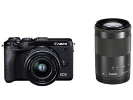 買収 3250万画素のAPS-Cセンサーを搭載したミラーレスカメラ ダブルズームキット キヤノン CANON EOS M6 中古 ブラック 送料無料 デジタル一眼カメラ Mark II