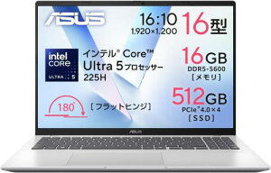 ��Asus / Vivobook 16 X1607CA-U5165SIAM �N�[���V���o�[ (16�C���` Core Ultra 5 225H ������16GB SSD 512GB Windows 11)�y���������z