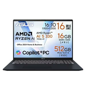 ��Asus / Vivobook 16 M1607KA-AI5YAWS �N���C�G�b�g�u���[ [Ryzen AI 5 330/RAM16GB/SSD512GB/Win11Home/Office H&B]�y���������z