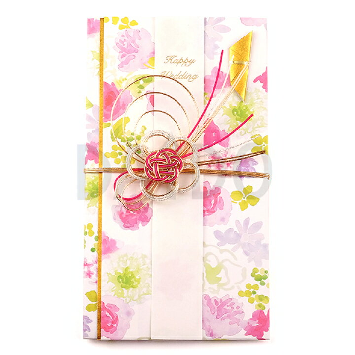 楽天市場 ご祝儀袋 水彩花柄金封 ピンク キr1p かわいい のし袋 金封 結婚祝い ゆうパケットa選択可 ディーズステーショナリー