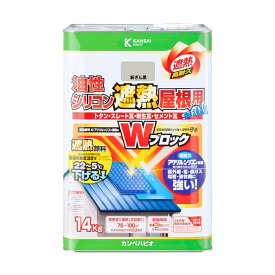 塗料 油性シリコン遮熱屋根用 14kg 新ぎん黒 カンペハピオ Wブロック 遮熱塗料 ペンキ 油性 屋根 油性塗料 屋根塗料 トタン屋根用塗料 高耐久 速乾 Wブロック