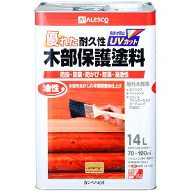 塗料 油性木部保護塗料 14L スプルース カンペハピオ ペンキ 油性 油性塗料 防腐剤 木材 ウッドデッキ 塗料 UVカット 防虫 防カビ 防藻 屋外 木部 保護