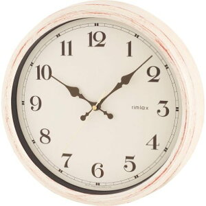 ノア精密 電波掛け時計 エアリアル レトロ ホワイト W-571 WH