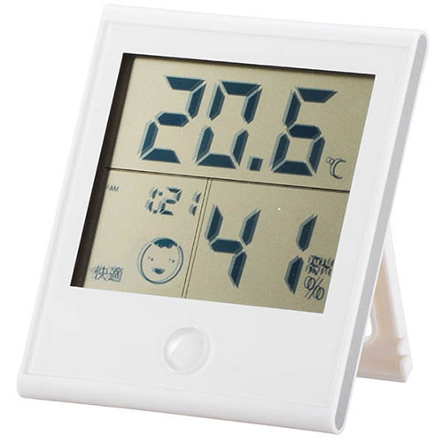 オーム電機 TEM-200-W時計付き温湿度計 WEB限定 アウトレット ホワイト 品番 08-0020TEM200W