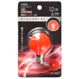 オーム電機　LDG1R-H-E17 13C　LEDミニボール球装飾用 G40/E17/1.2W/8lm/クリア赤色 [品番]06-4667