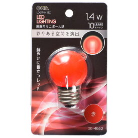 オーム電機　LDG1R-H 13C　LEDミニボール球装飾用 G40/E26/1.4W/10lm/クリア赤色 [品番]06-4682