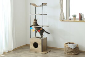 アイリスオーヤマ IRIS OHYAMA 高さ155cm キャットタワー 猫用おもちゃ 木製 キャットウッディシェルフ キャットランド ネコちゃん用 猫用 置き型 PUS-150