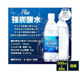 【お得な2箱セット】ラベルレス 富士山の強炭酸水 500ml×48本 国産 強炭酸水 アイリスオーヤマ IRIS OHYAMA