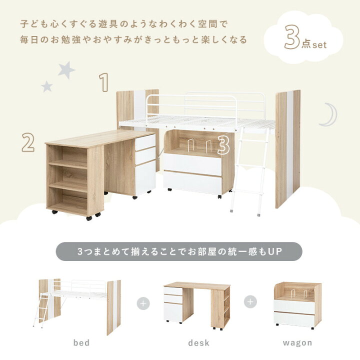 楽天市場】ロフトベッド システムベッド 学習机 ロータイプベッド 収納 