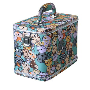 メイクボックス 鏡付き コスメボックス 可動式ミラー 大容量 仕切り付 持ち運び 化粧品 化粧ボックス 化粧箱 メイク コスメケース 収納 化粧品入れ バニティケース 動物 アニマル ギフト プ