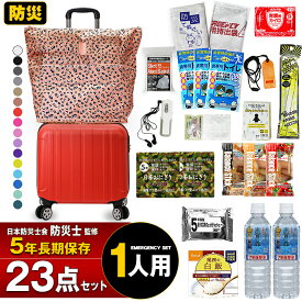 防災セット 1人用 23点 防災士監修 長期保存5年 非常食 保存食 保存水 非常用トイレ付き 防災グッズ 避難用品 地震対策 非常持出袋 尾西食品 アルファ米 送料無料【マスク10枚プレゼント】【e-防災534】