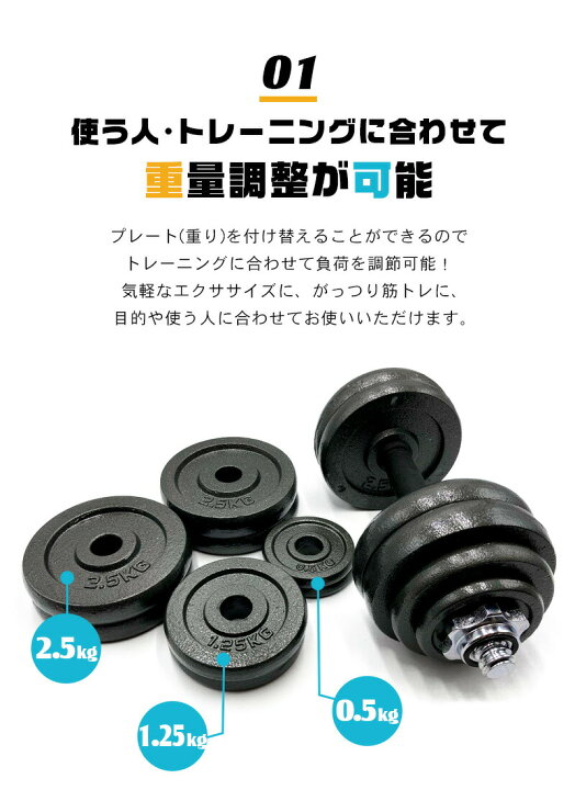 楽天市場】可変式 ダンベル 30kg(15kg×2個) セット 筋トレ 