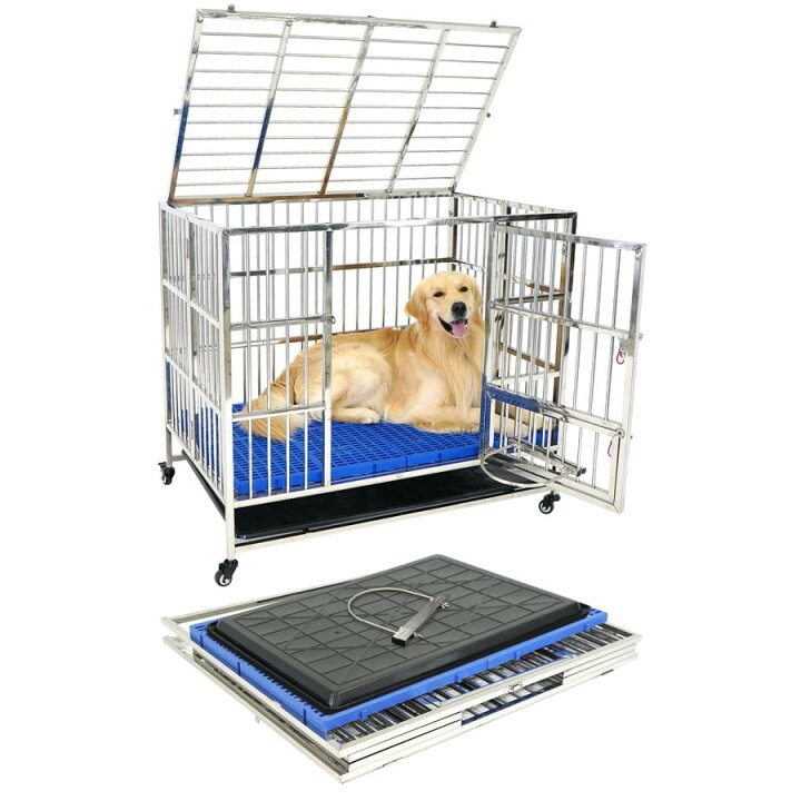 楽天市場】ペット 犬 ステンレス ケージ 犬小屋 犬用ケージ 大型犬 