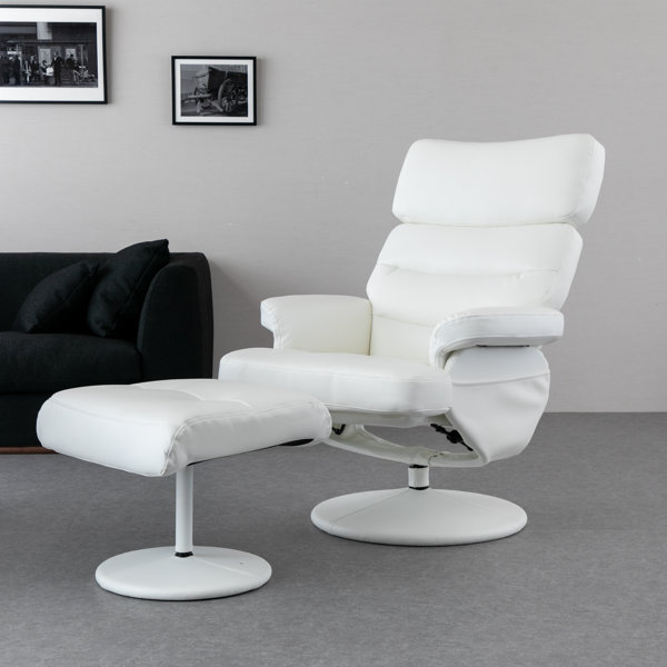 パーソナルチェア リクライニングチェア ソファ ソファー 椅子 チェア 1人掛け 360度 回転 無段階リクライニング オットマン PVCレザー 白  高級感 モノトーン 1年保証 HAWK3 パーソナルチェア ホワイト | kurasino