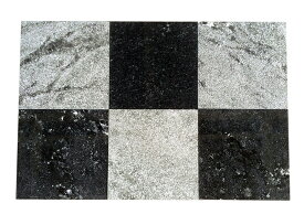 300×300×20mmT磨き仕上げ3枚＋ビシャン仕上げ3枚【6枚セット】【国産】【浮金石】【福島県産黒御影石】【自社茨城工場加工】【磁石プレゼント】