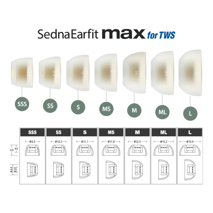 楽天市場】AZLA アズラ SednaEarfit MAX for TWS SSS/SS/Sサイズ各1ペア 【AZL-MAX-TWS-SET-S】 イヤーピース  イヤーチップ シリコン 抗菌 イヤホンアクセサリ 完全ワイヤレスイヤホン : ｅイヤホン楽天市場店