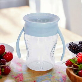 Wowcup Baby トライタン ワオカップ ベビーソフトカラー【ブルー】 マグカップ 水筒 ハンドル付き フタをしたまま飲める 不思議なカップ ベビーマグ マグカップ ワオカップ フタ付き カップ ベビーコップ トライタン