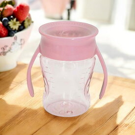 Wowcup Baby トライタン ワオカップ ベビーソフトカラー【ピンク】 マグカップ 水筒 ハンドル付き フタをしたまま飲める 不思議なカップ ベビーマグ マグカップ ワオカップ フタ付き カップ ベビーコップ トライタン