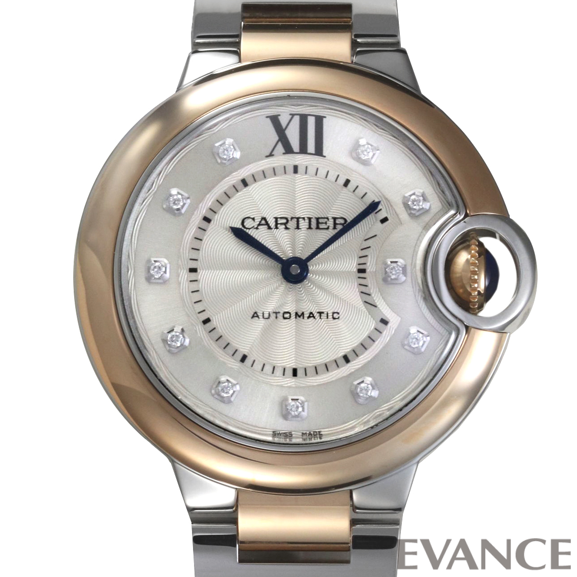 CARTIER 未使用品 カルティエ バロンブルー ドゥ ボーイズ 33mm 腕時計 W3BB0006 シルバー 売り出し 爆売り
