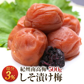 梅干し 減塩しそ漬け梅 塩分3％ 500g 南高梅 減塩 しそ 一冨士 紀州南高梅 国産 和歌山県産 ギフト グルメ うめぼし 梅干 お弁当 おにぎり プレゼント 甘口 健康 食品 人気 お取り寄せ 熱中症対策 家庭用 贈答 贈り物 手土産